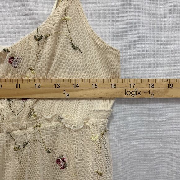 Trixxi Floral Lace Dress Beige Spaghetti Strap Size M - Picture 12 of 14